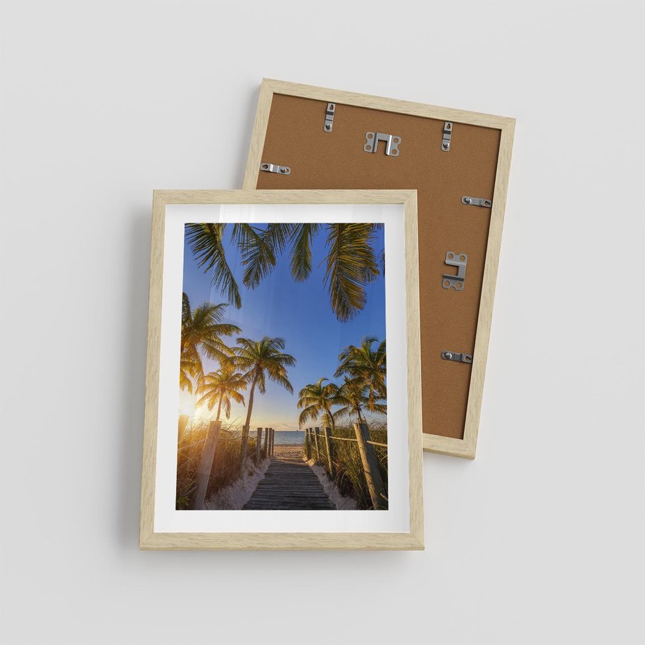 Plakat w ramie 30x40 - Rajskie palmy w tropikalnym raju - palmy, tropiki - rama drewno