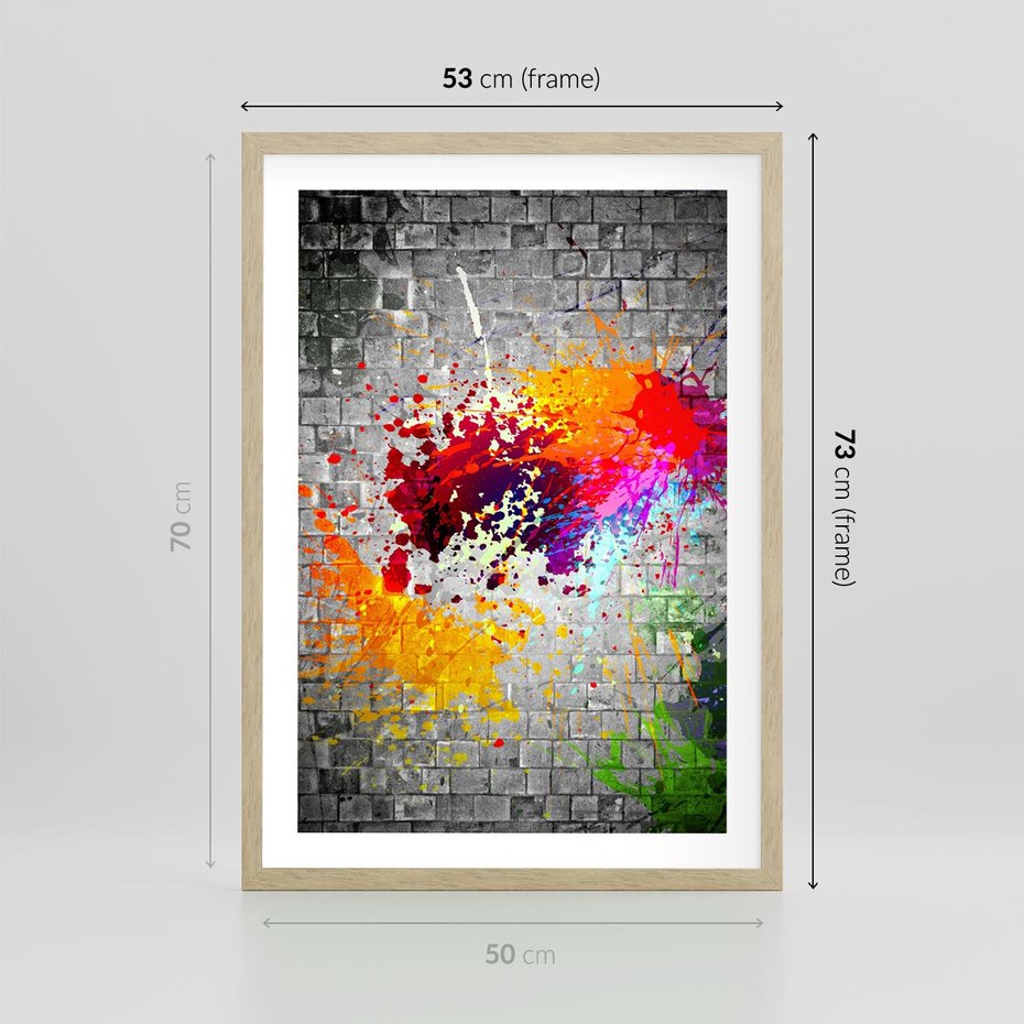 Plakat w ramie 50x70 - Ekspresja Graffiti - farba, graffiti - rama drewno