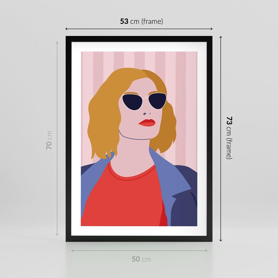 Plakat w ramie 50x70 - Kobieca Ekspresja - nowoczesny plakat, styl retro - rama czarna