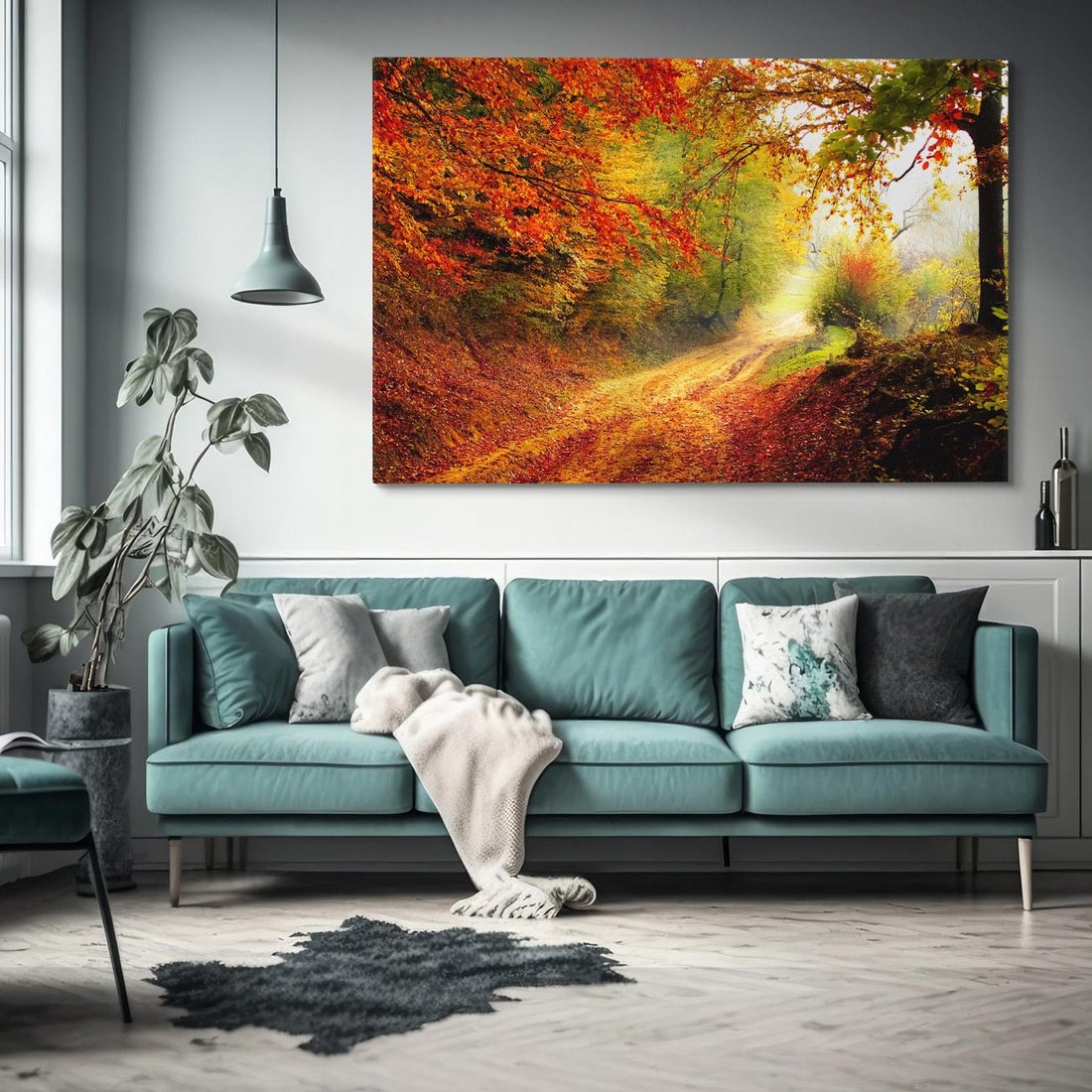 Obraz na płótnie 120x80 - Jesienny urok magia lasu - las, jesień