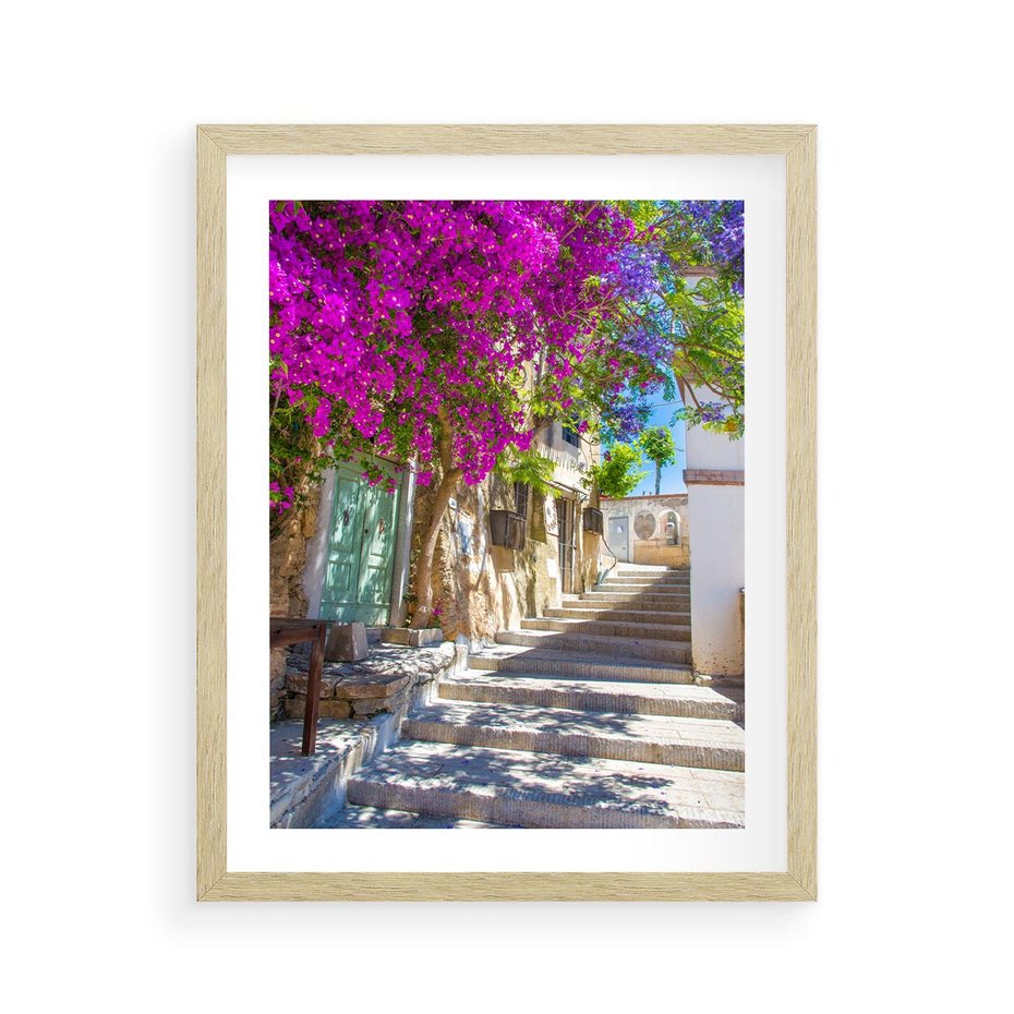 Plakat w ramie 40x50 - Urok Zaklętej Przestrzeni - uliczka, perspektywa - rama drewno