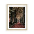 Plakat w ramie 40x50 - Spacer po Leśnej Drodze - ścieżka w lesie, jesień suche liście - rama drewno