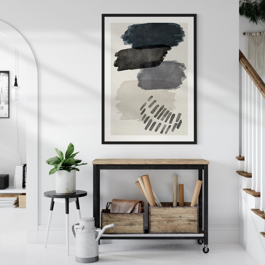 Plakat w ramie 30x40 - W Stylu Akwareli - nowoczesny plakat, abstrakcja - rama czarna
