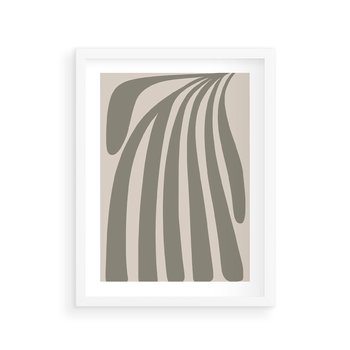 Plakat w ramie 40x50 - Beżowa Delikatność - nowoczesna sztuka, plakat modern - rama biała