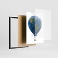 Plakat w ramie 50x70 - Podróżniczy balon nad ziemią - balon, ziemia - rama czarna