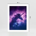 Plakat bez ramy 30x40 - Mityczna podróż - kosmos, jednorożec