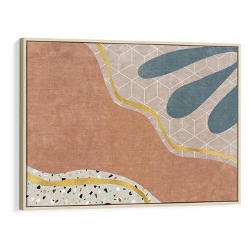 Obraz w ramie 120x80 - Tańczący w deszczu pigmentów - abstrakcyjne formy, rozlane farby - rama drewno