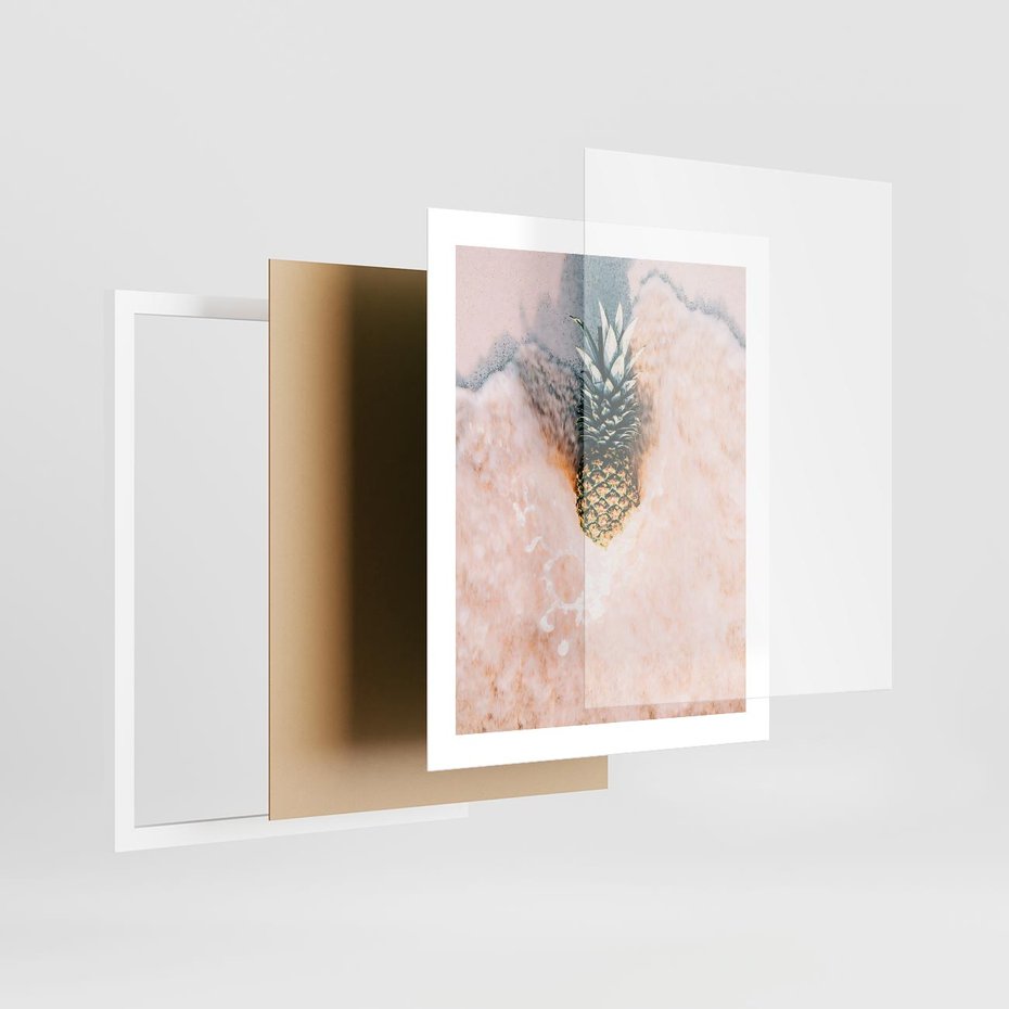 Plakat w ramie 40x50 - Egzotyczna Plaża - ananas, na plaży - rama biała