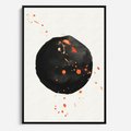 Obraz w ramie 70x100 - Wnętrza Marzeń - abstrakcyjna czarna plama, rozsiane pomarańczowe kropki - rama czarna