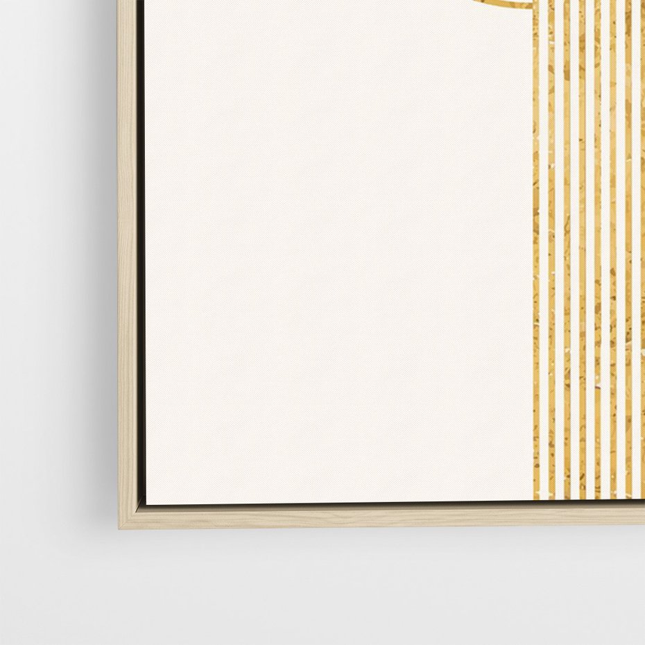 Obraz w ramie 80x120 - Podróżne Kształty - geometryczne linie w złotym kolorze, minimalizm - rama drewno