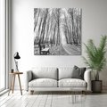 Obraz na płótnie 60x60 - Spadające Liście - czarno białe zdjecie, park