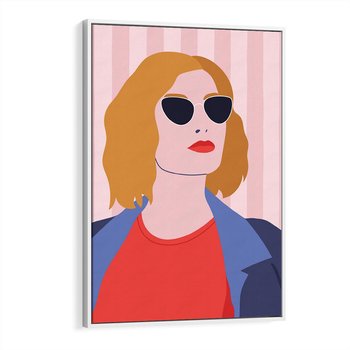Obraz w ramie 70x100 - Kobieca Ekspresja - nowoczesny plakat, styl retro - rama biała