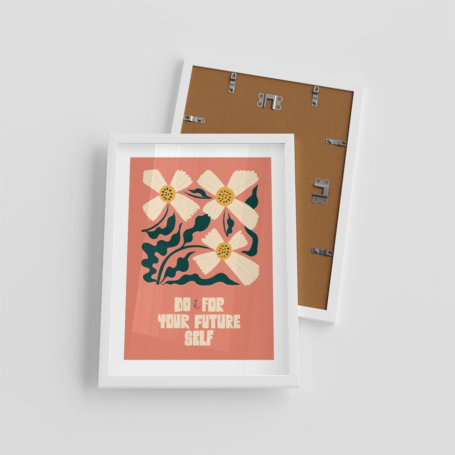 Plakat w ramie 30x40 - Mgliste Refleksje - nowoczesny plakat, różowe tło - rama biała