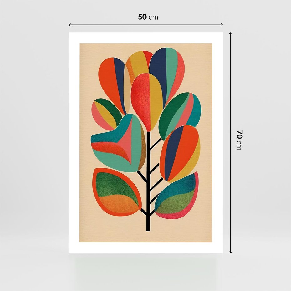 Plakat bez ramy 50x70 - Wnętrza Kształtów - abstrakcyjny kolorowy tęczowy obraz, inspiracje roślinne