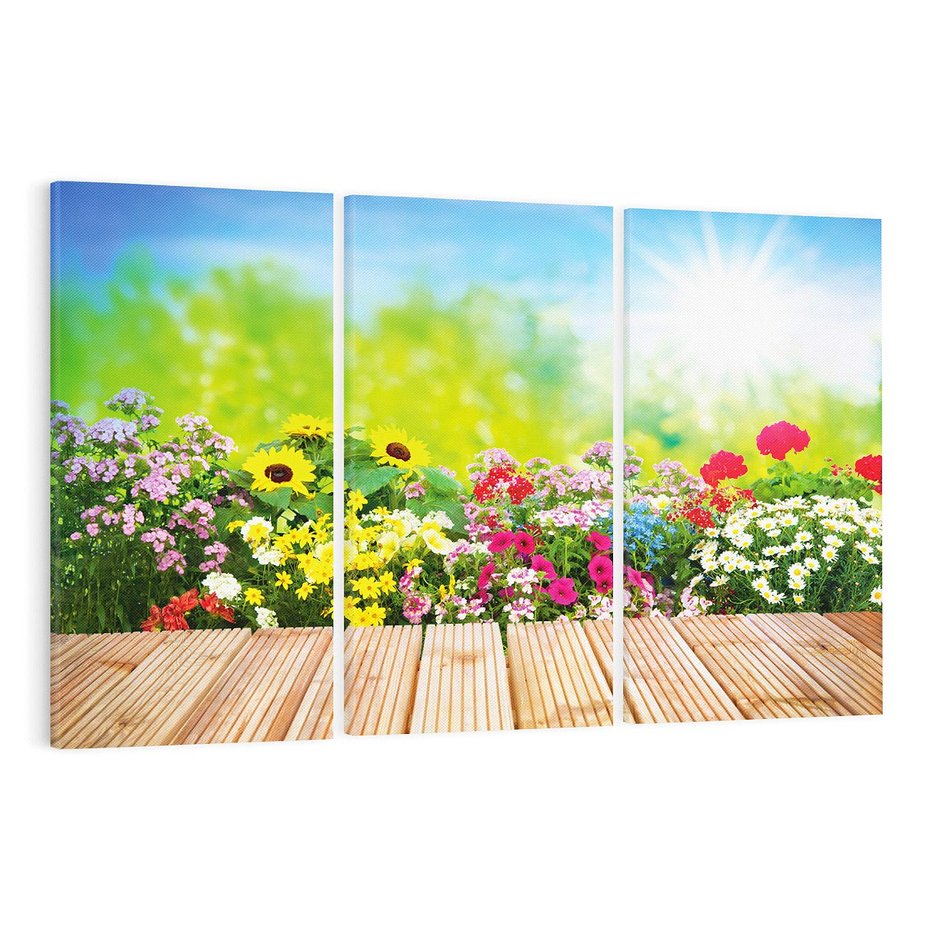 Obraz na płótnie 120x80 - Energiczny ogród - kwiaty, ogród