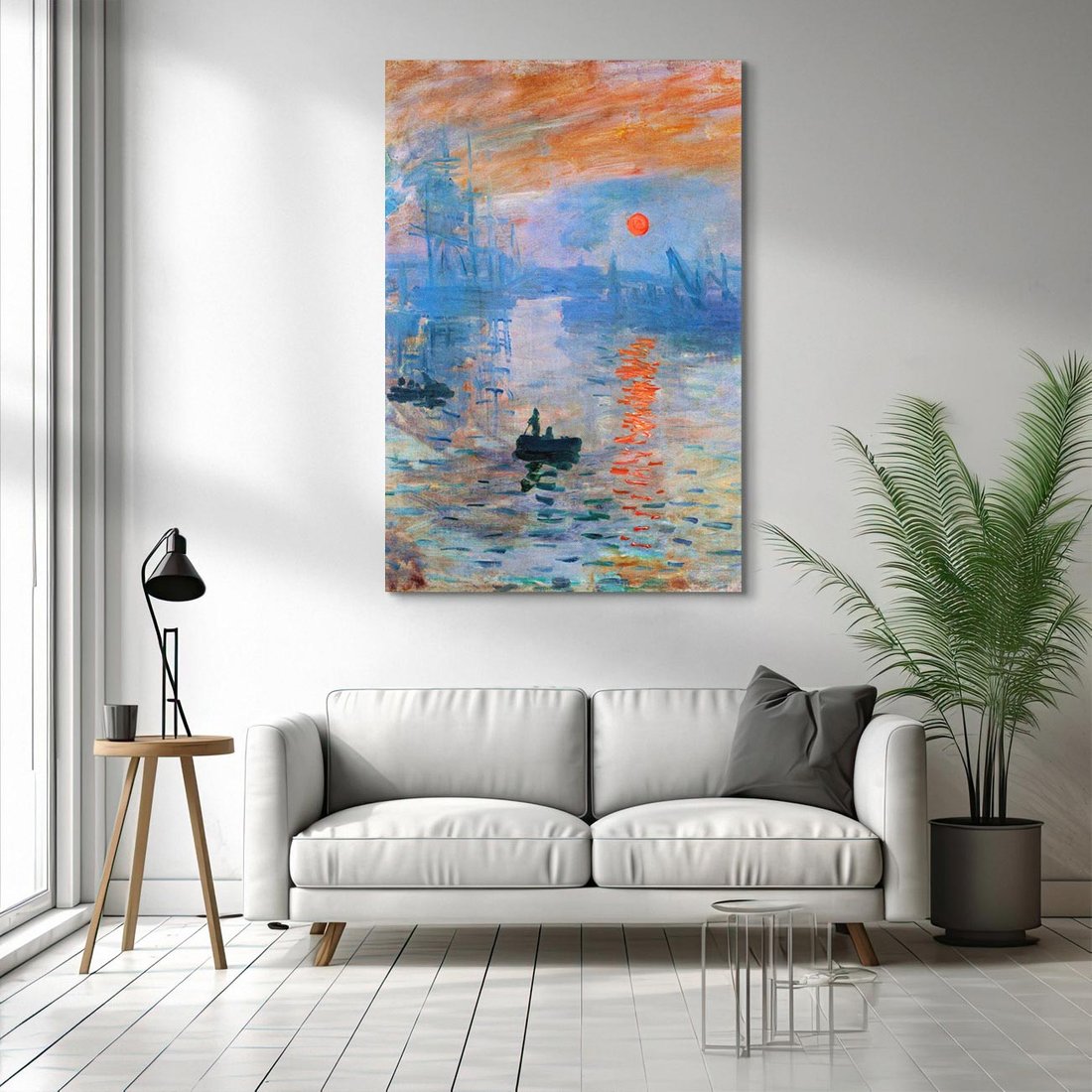 Obraz na płótnie 80x120 - Impresja Wschód Słońca 1872, Claude Monet - Reprodukcja - reprodukcja, obraz na płótnie