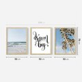 Zestaw obrazy w ramie 50x70 galeria - Dream, big, palmy, morze - rama drewno