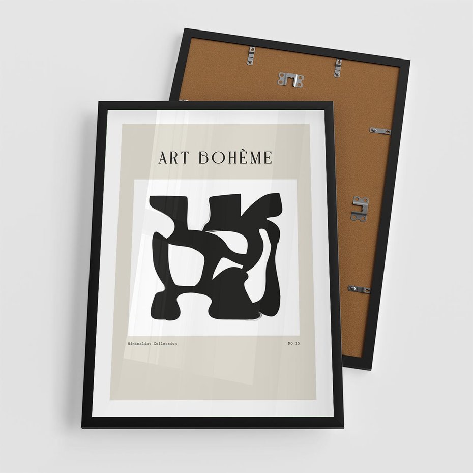 Plakat w ramie 50x70 - Boho Szepty - boho plakat, minimalizm - rama czarna