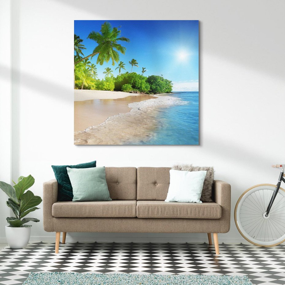 Obraz na płótnie 70x70 - Rajskie plaże Karaibów - Karaiby, plaża