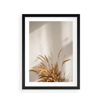 Plakat w ramie 30x40 - mpresyjne układy traw - boho, trawy - rama czarna