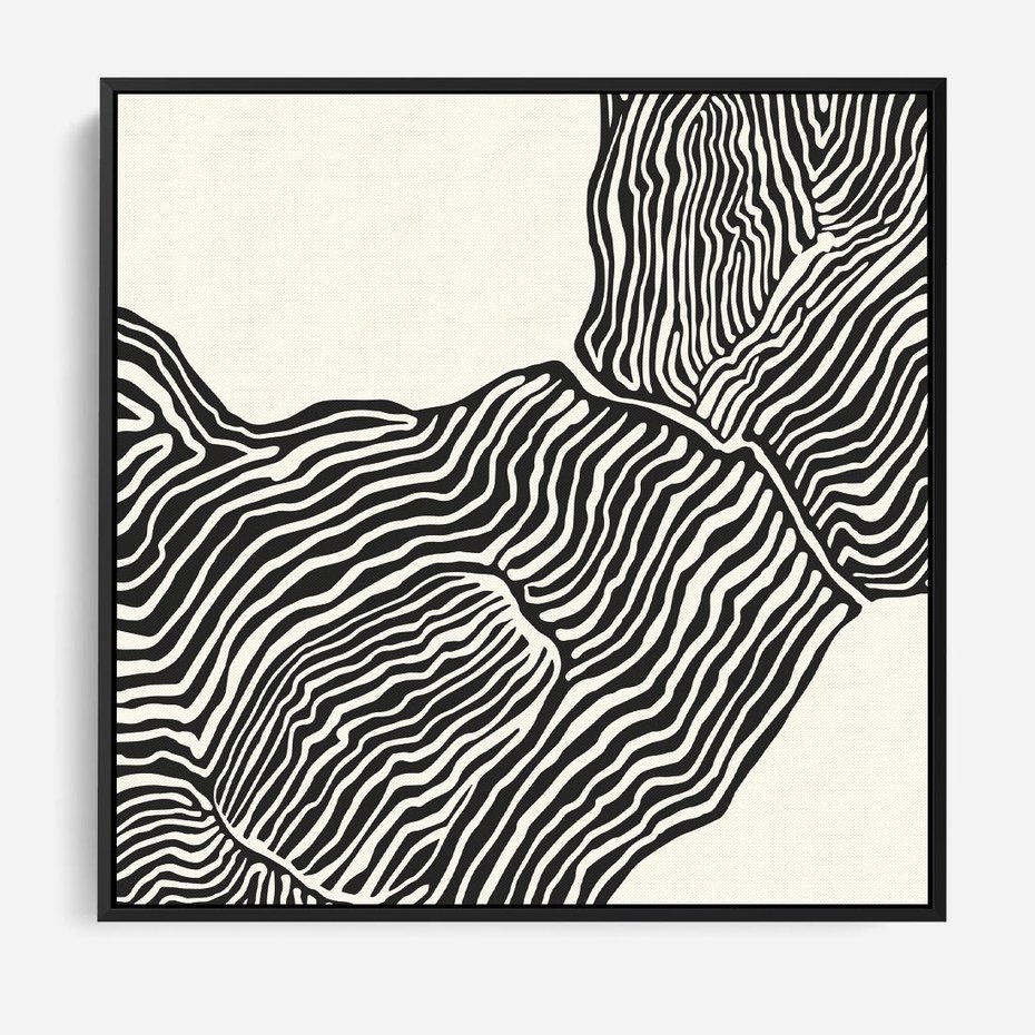 Obraz w ramie 50x50 - Migoczące Kontury - boho plakat, rycina - rama czarna