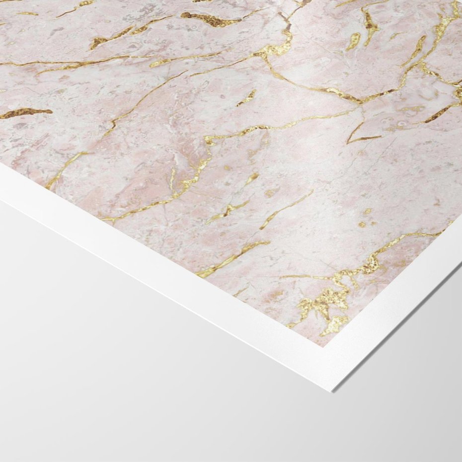 Plakat bez ramy 21x30 - Beżowy Marmur i Złoto - marmur, beżowy marmur