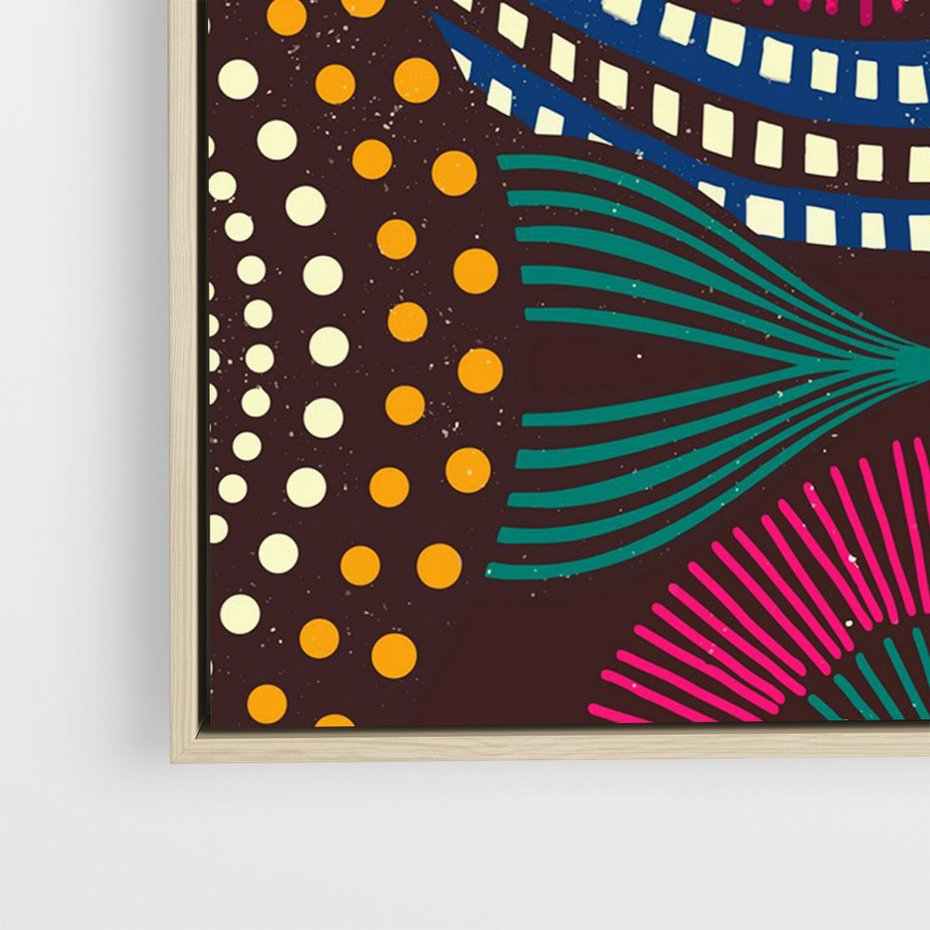 Obraz w ramie 50x70 - Energia Wzorców - enticzne wzory, kształty - rama drewno