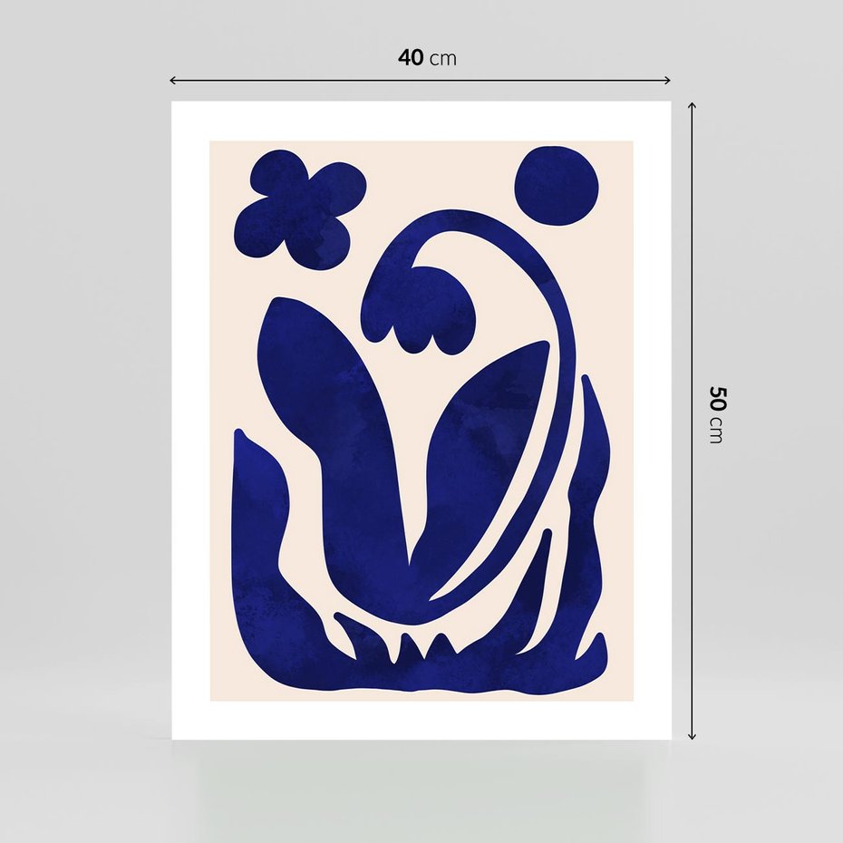 Plakat bez ramy 40x50 - Bezgraniczne Echa Serca - abstrakcyjny obraz plakat, dziwne niebieskie kształty przypominają kwiat