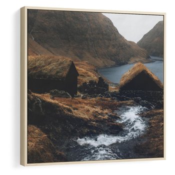 Obraz w ramie 80x80 - Spokój Natury - skandynawski, pejzaż - rama drewno