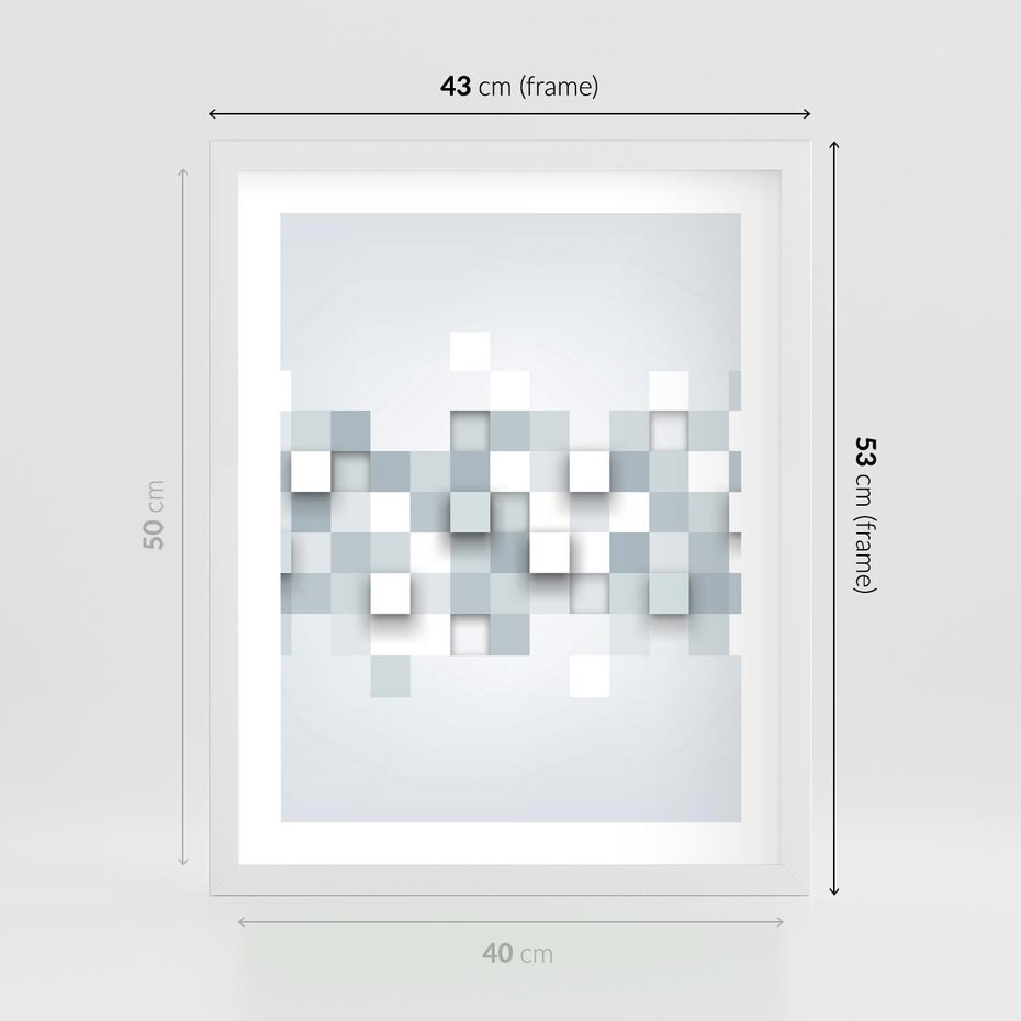 Plakat w ramie 40x50 - Trójwymiarowe formy geometryczne - geometria, 3D - rama biała