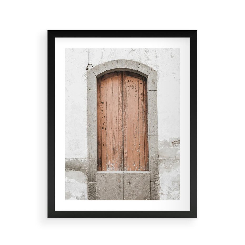 Plakat w ramie 40x50 - Śródziemnomorskie Drzwi Czasu - fotografia starych drzwi, śródziemnomorska architektura - rama czarna