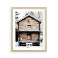Plakat w ramie 40x50 - Śnieżny Ustronny Raj - domek w górach, śnieg - rama drewno