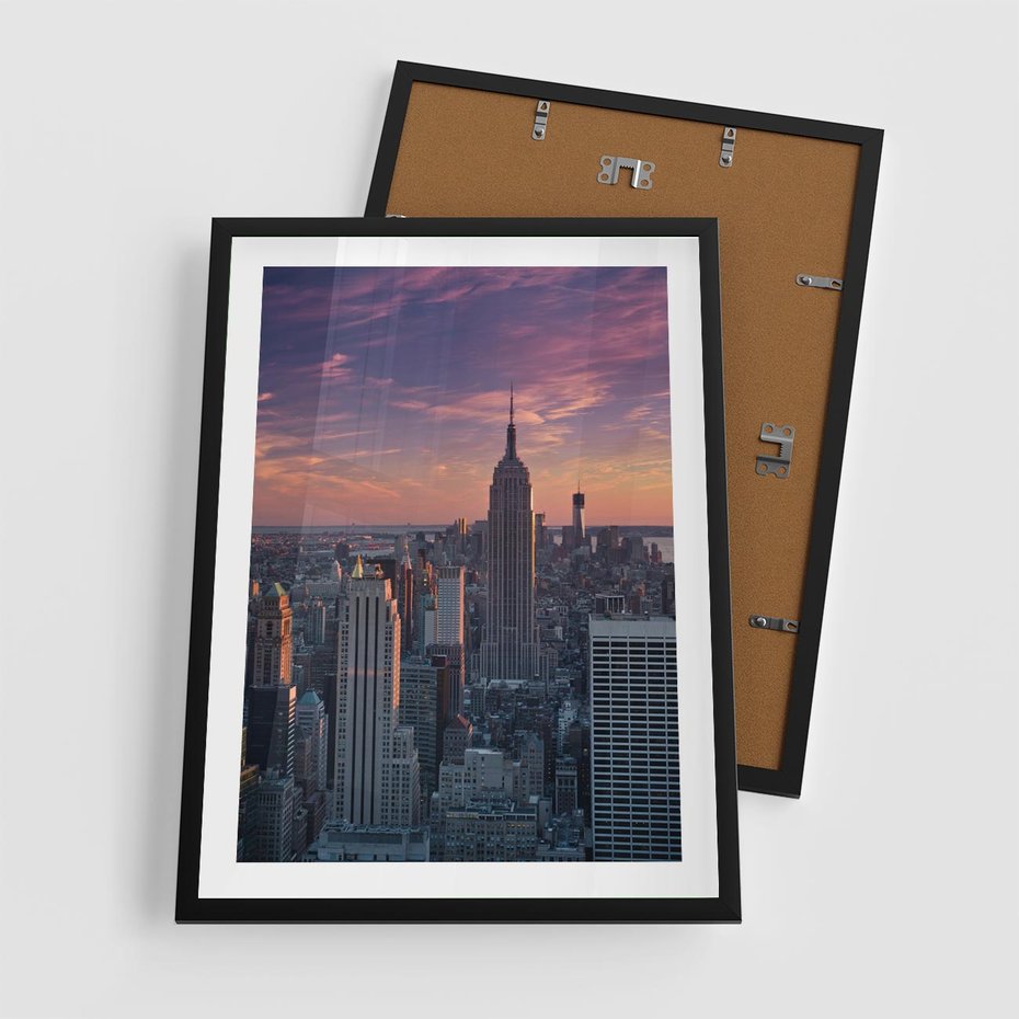 Plakat w ramie 50x70 - Nowy Jork - Błyskawice Manhattanu - Nowy Jork, Manhattan - rama czarna