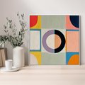 Obraz w ramie 80x80 - Taniec Kształtów Emocji - abstrakcyjne geometryczne kształty, olejny obraz - rama biała