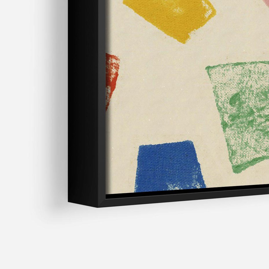 Obraz w ramie 100x70 - Tęczowe Rytmy - kolorowe tęczowe kwadraty, wesoły kolaż - rama czarna