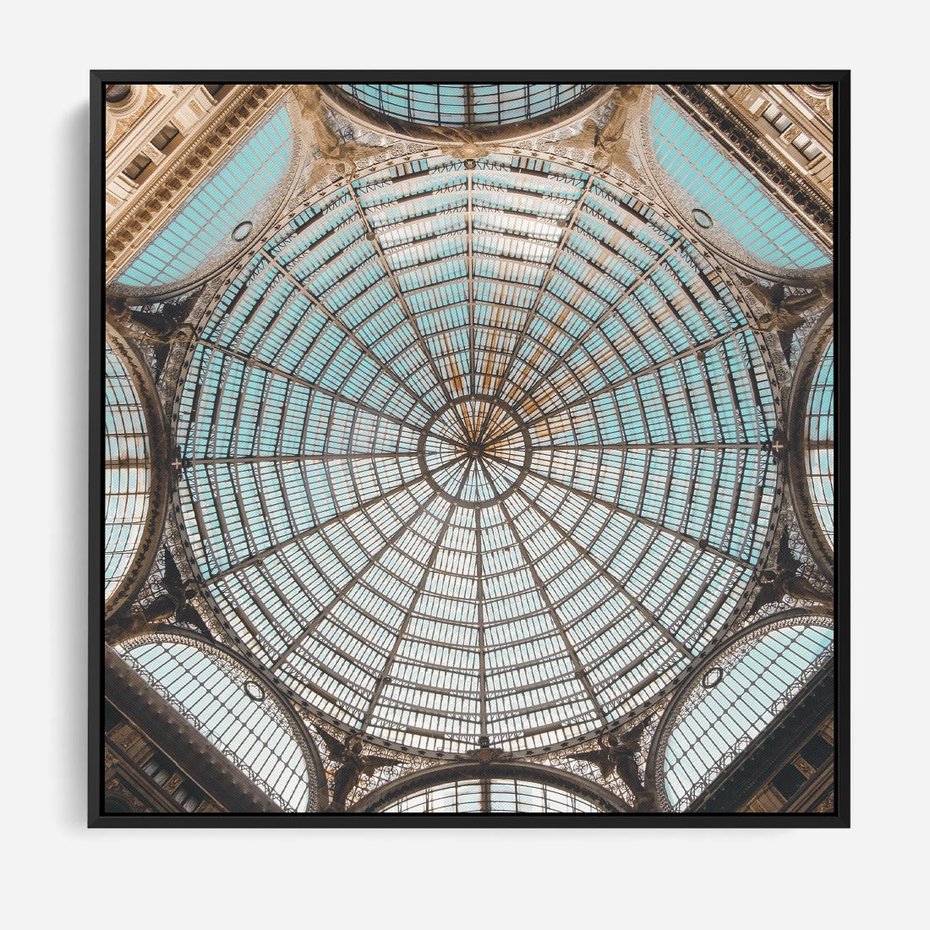 Obraz w ramie 50x50 - Magia Sklepienia - sklepienie, szklany dach - rama czarna