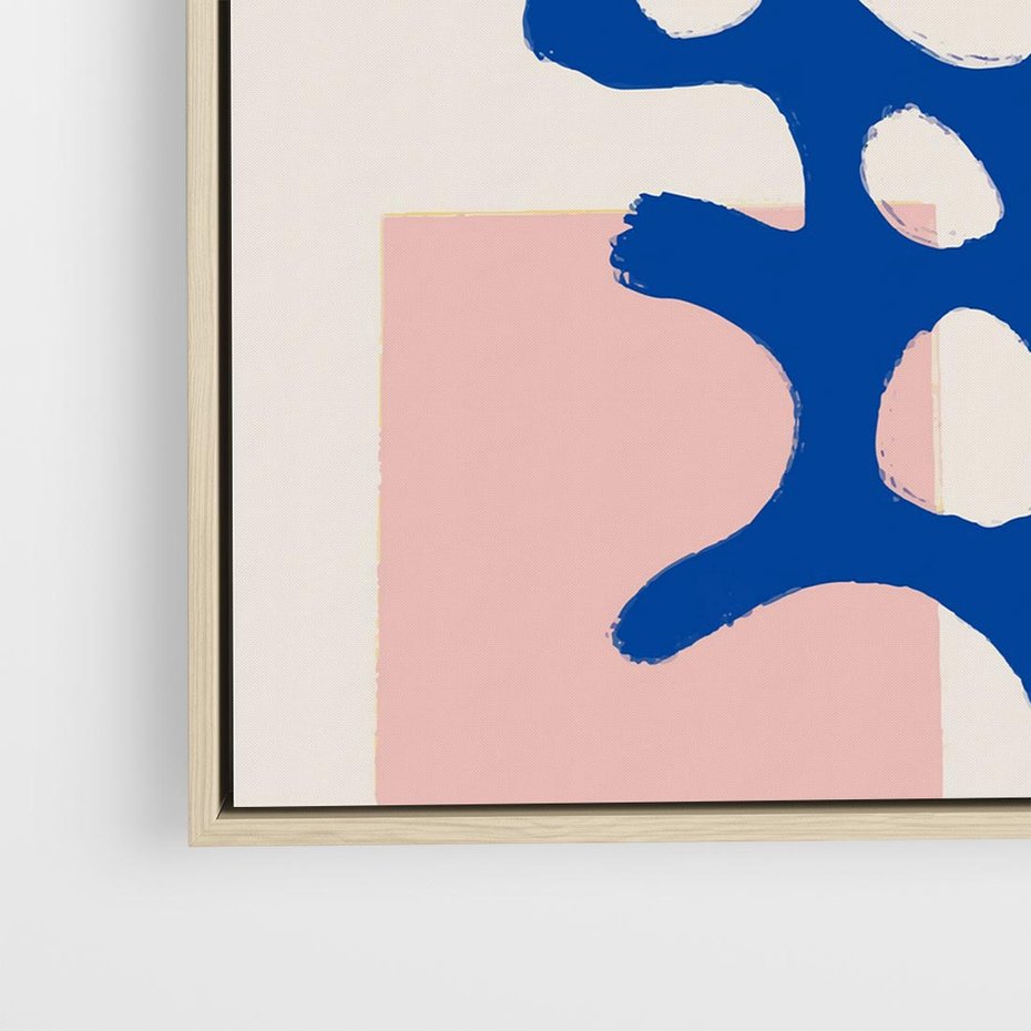 Obraz w ramie 80x80 - Migotliwe Nastroje - abstrakcyjna niebieska forma, dziwne kształty - rama drewno