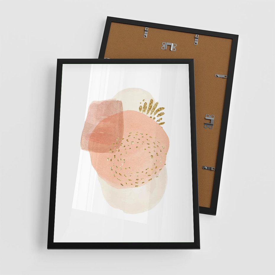 Plakat w ramie 50x70 - Migotliwe Kształty i Plamy - abstrakcyjne akwarelowe plamy, minimalizm - rama czarna