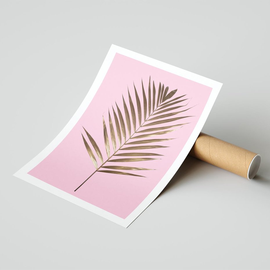 Plakat bez ramy 30x40 - Promienie złotej palmy - złota, palma
