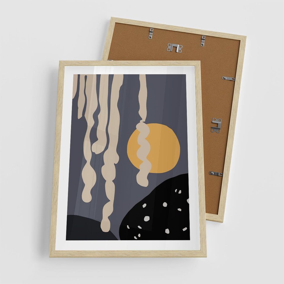 Plakat w ramie 50x70 - Intrygujący Mrok - ciemny, mroczny plakat - rama drewno