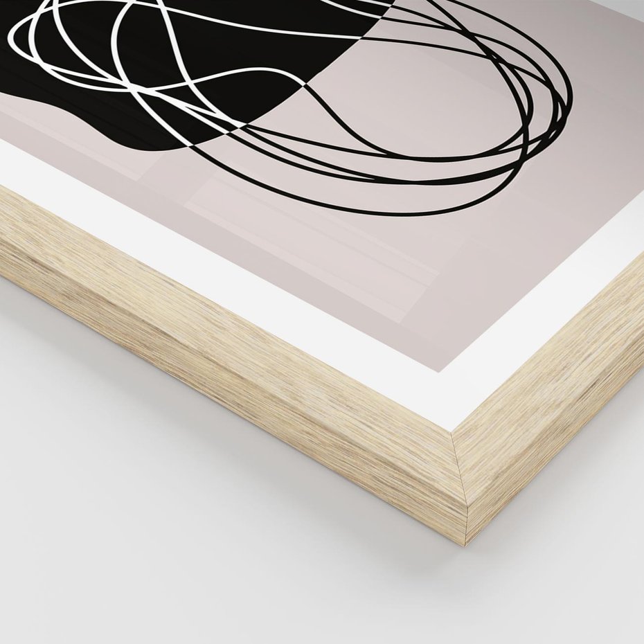 Plakat w ramie 30x40 - Abstrakcyjne Harmonie - abstrakcyjne szkicowane linie, minimalizm - rama drewno