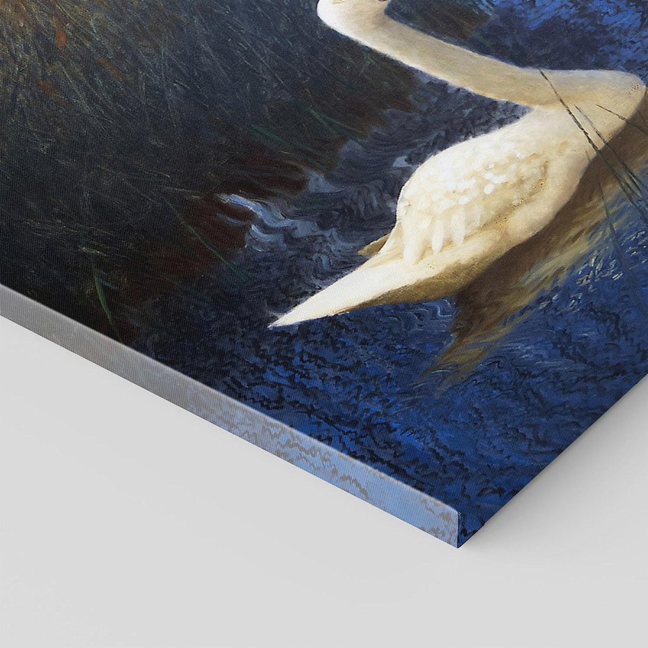 Obraz na płótnie 70x70 - "Łabędzie w trzcinach" (1907) Bruno Liljefors - Reprodukcja - reprodukcja, obraz na płótnie