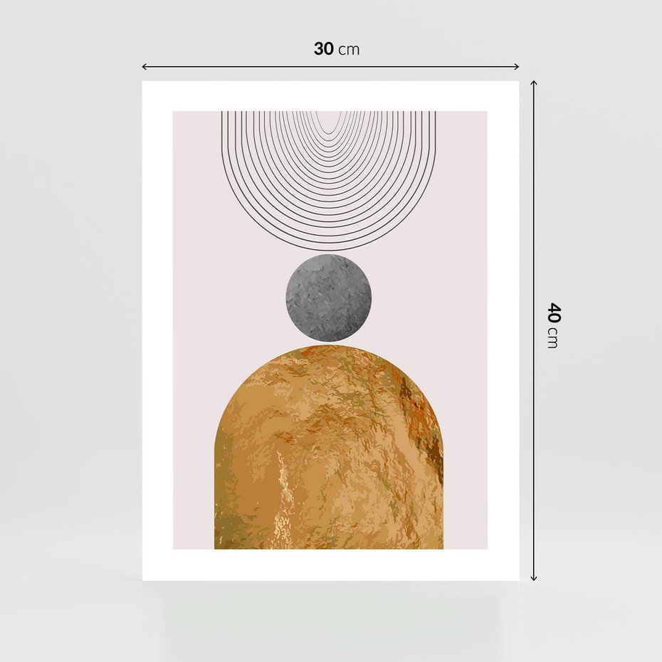 Plakat bez ramy 30x40 - Złote Półkole w Sztuce Geometrii - grafika, złote półkole