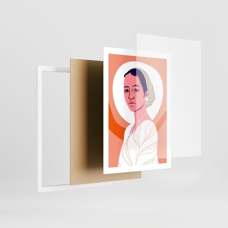 Plakat w ramie 50x70 - Kobieca Harmonia - nowoczesny plakat, styl retro - rama biała