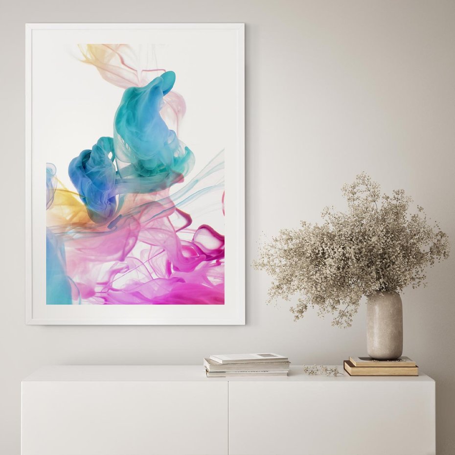 Plakat w ramie 30x40 - Abstrakcyjne Pastelowe Piękno - abstrakcja, pastelowe - rama biała