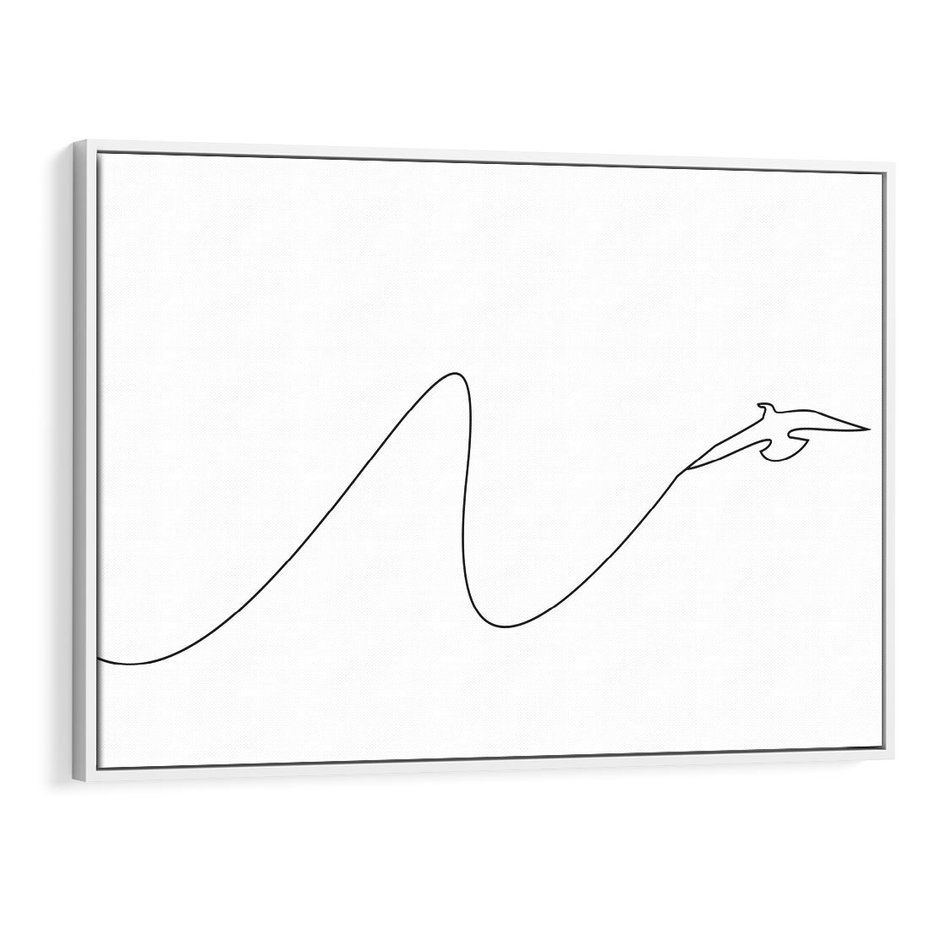 Obraz w ramie 120x80 - Ptasia Linia - ptak, jaskółka - rama biała