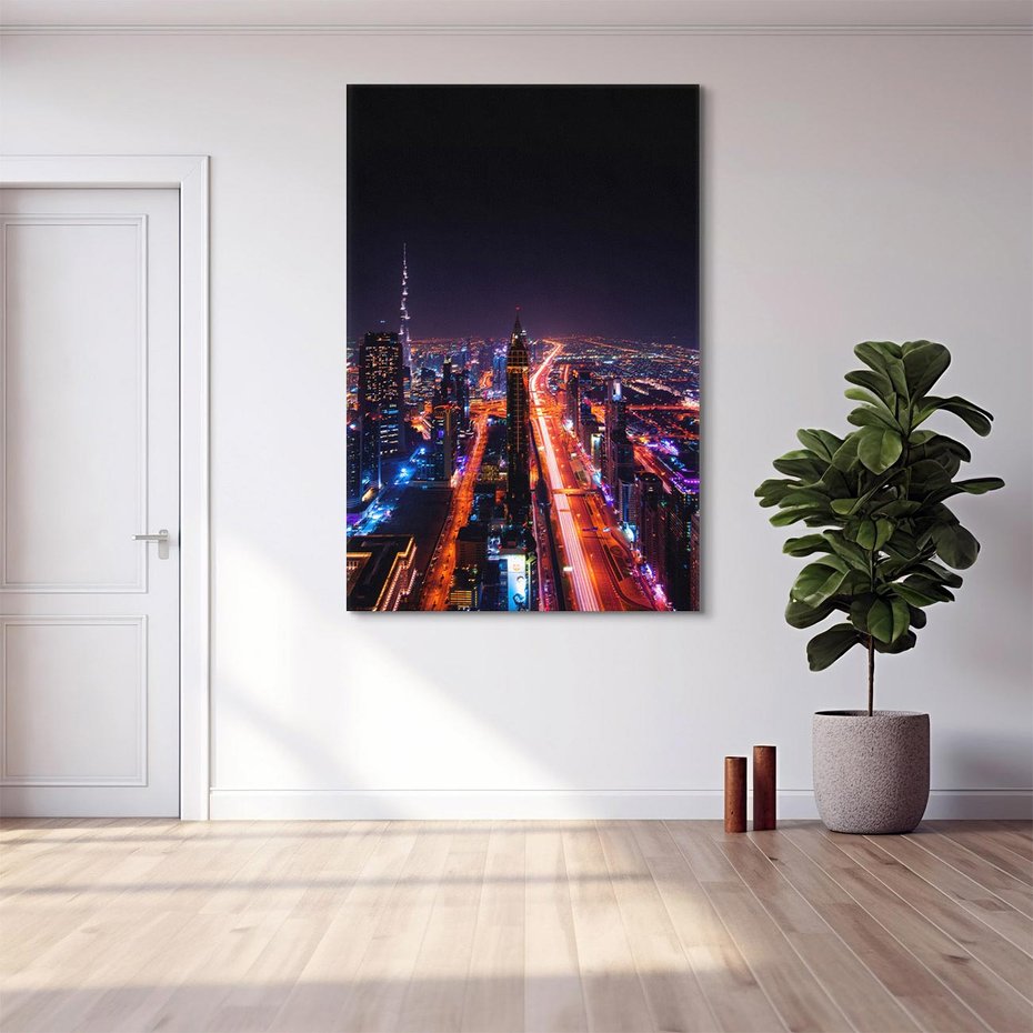 Obraz na płótnie 80x120 - Nocne oświetlenie miasta - miasto, noc