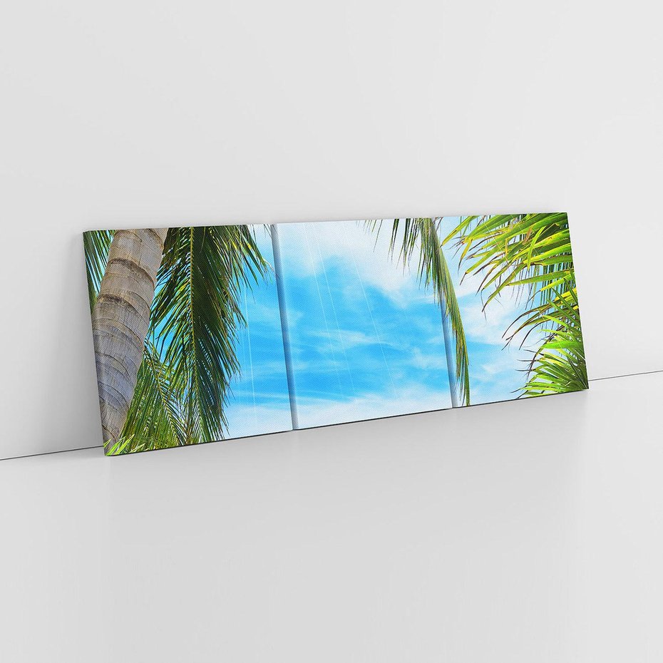 Obraz na płótnie 120x40 - Palmy tańczące na tropikalnej plaży - palmy, plaża