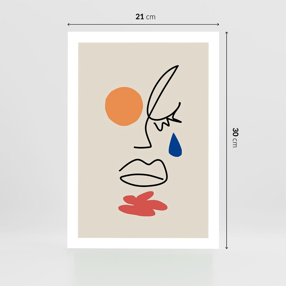 Plakat bez ramy 21x30 - Impresje Plam - abstrakcyjny obraz, przypomina twarz