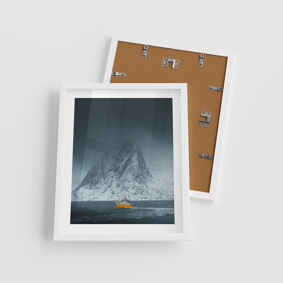 Plakat w ramie 40x50 - Skandynawski pejzaż - skadynawski, pejzaż - rama biała